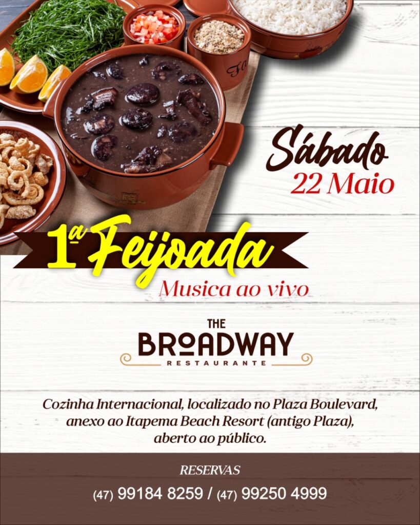 Convite da feijoada do The Broadway. Divulgação