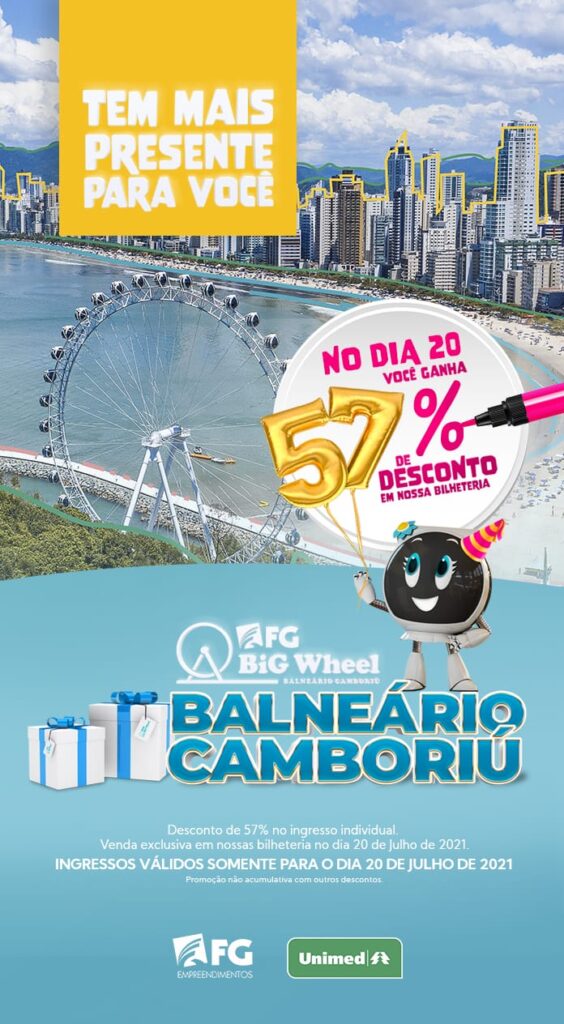 57 anos e 57% de desconto na FG BIG WHEEL. 