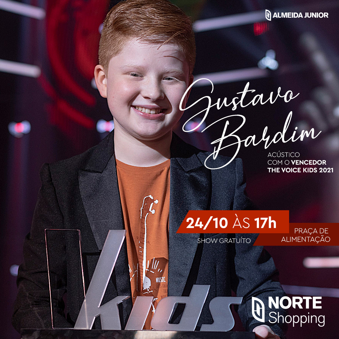 Vencedor do The Voice Kids Gustavo Bardim faz show gratuito