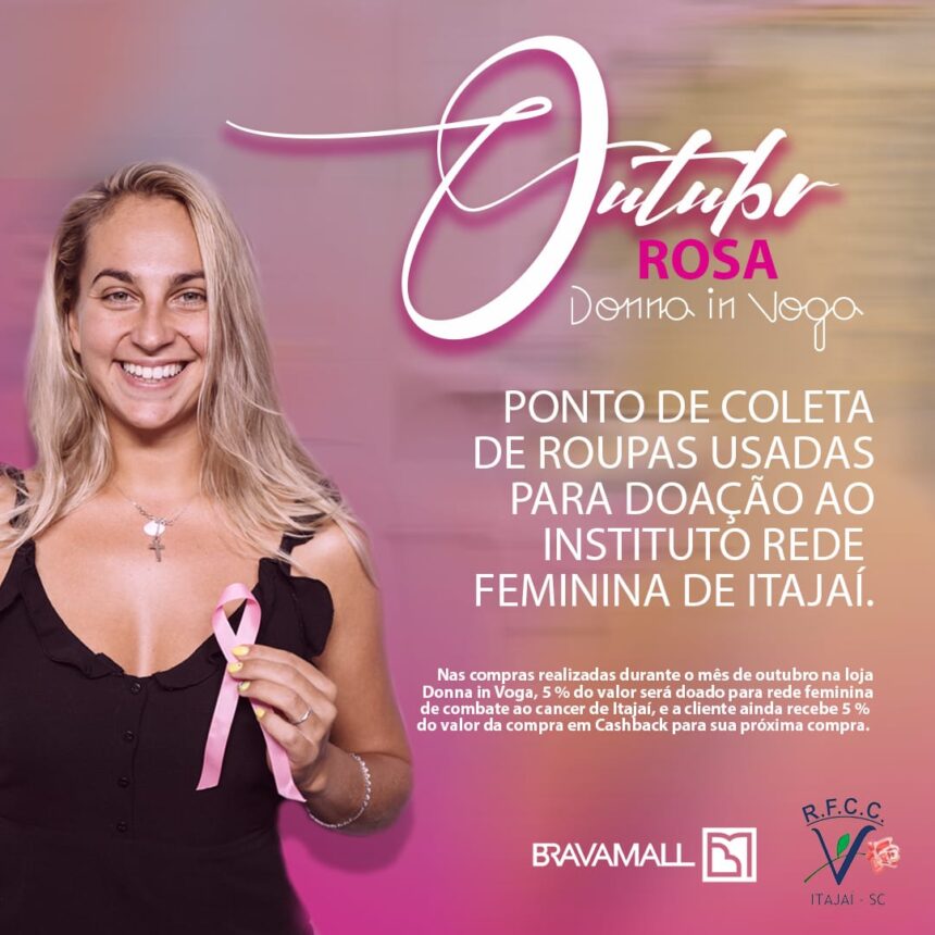 Loja do Bravamall reverte parte das vendas para a Rede Feminina de Combate ao Câncer de Itajaí