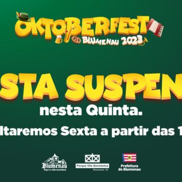 Oktoberfest é suspensa preventivamente nesta quinta-feira devido às fortes chuvas