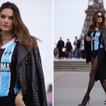 Alessandra Ambrósio veste camisa de futebol em plena Paris Fashion Week